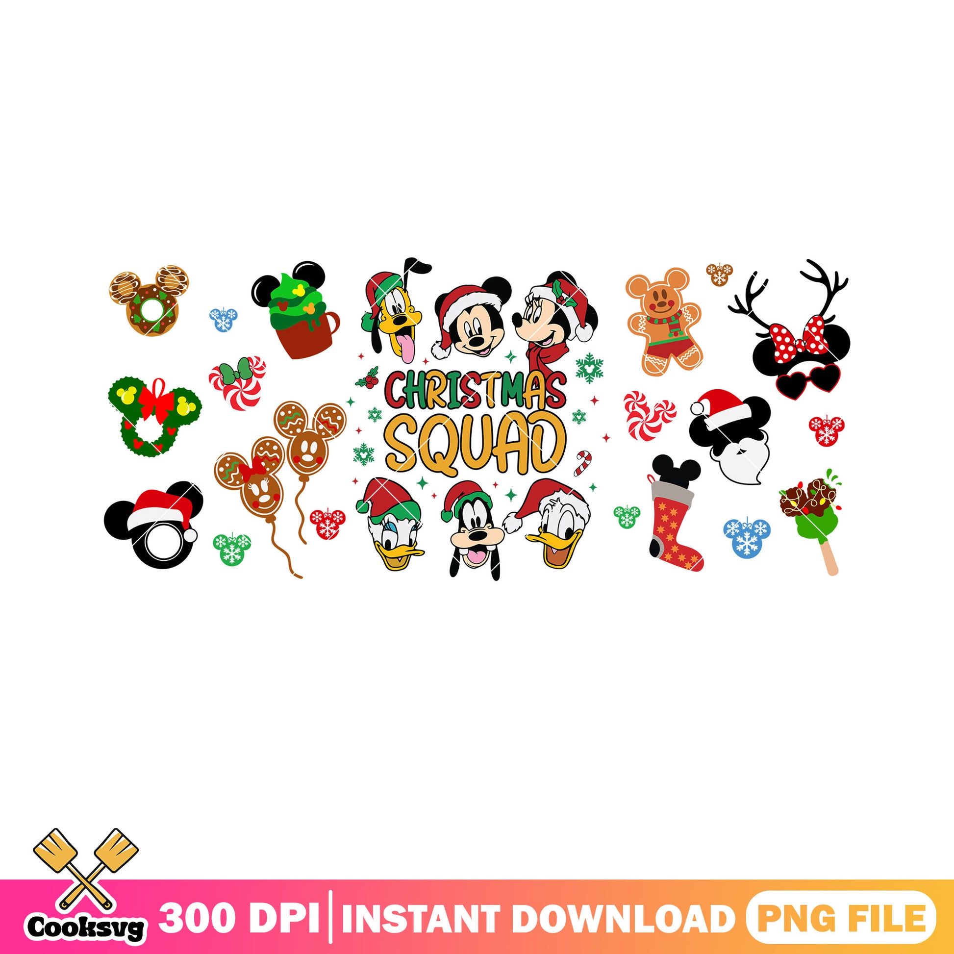 Squad xmas mickey mouse png, disney poster png, mickey and friends png
