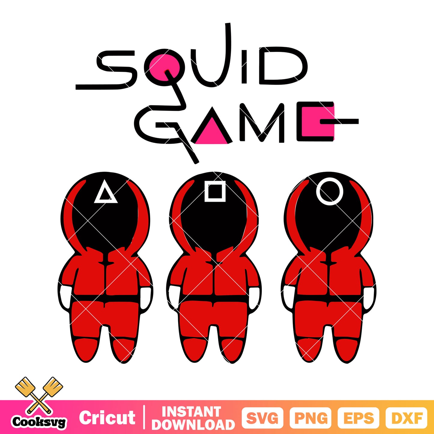 Squid game square circle svg, triangle svg, red costume svg