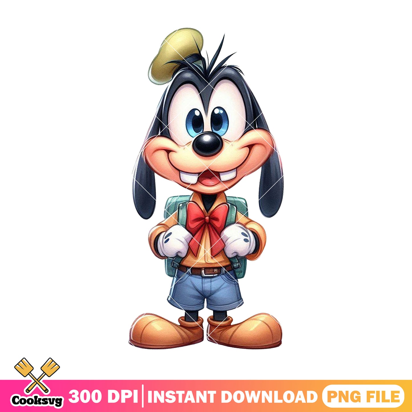 Standing goofy file png, chibi goofy png, happy back to school png
