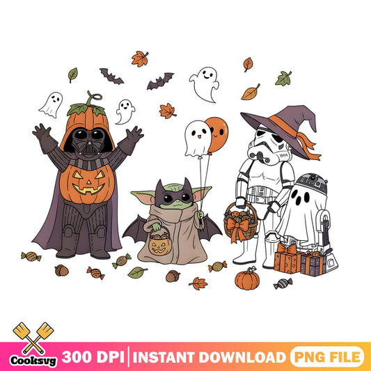 Star Wars Halloween PNG, Baby Yoda Halloween PNG, Trick Or Treat PNG