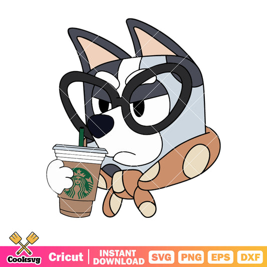 Starbucks cup muffin grannies bluey drink svg, bluey coffee svg, nana bluey​ svg