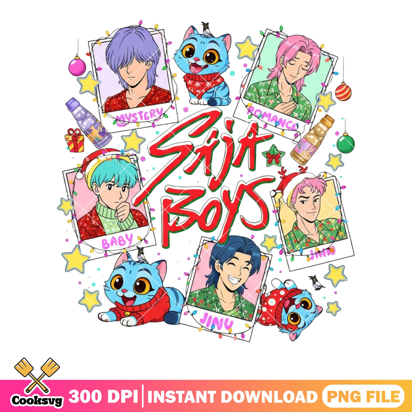 Star christmas demon art png, romance saja boy png, mira huntrix png