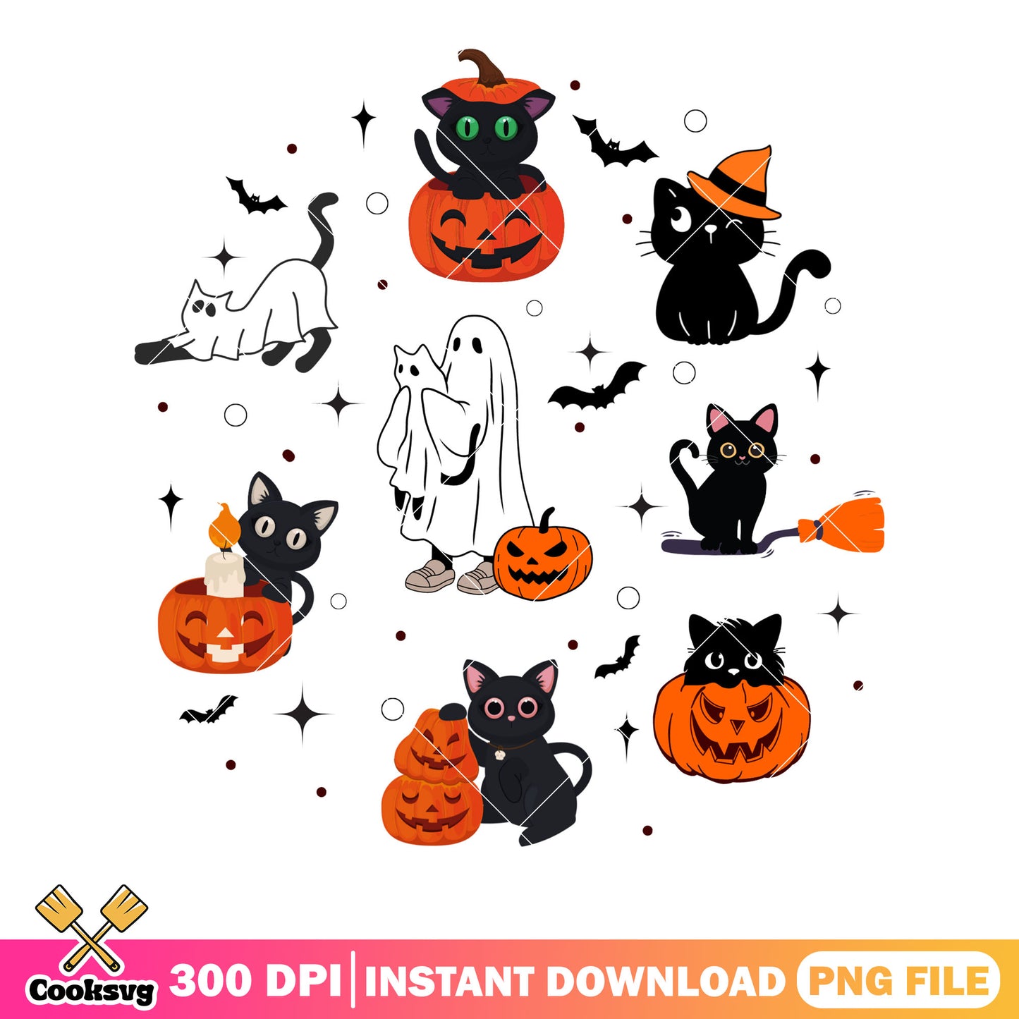 Starry night black cat png, halloween scary png, ghost blanket png