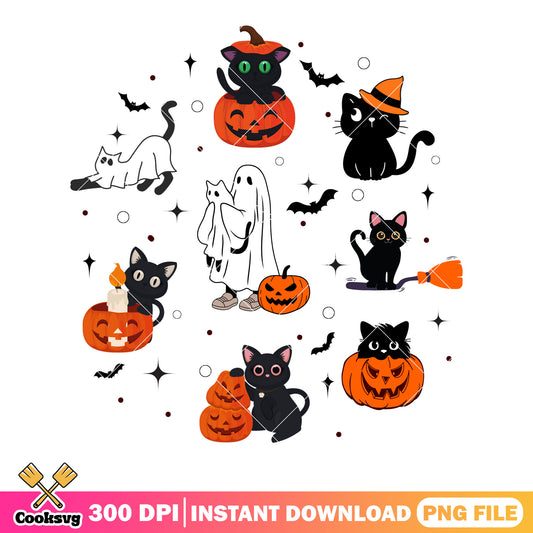 Starry night black cat png, halloween scary png, ghost blanket png