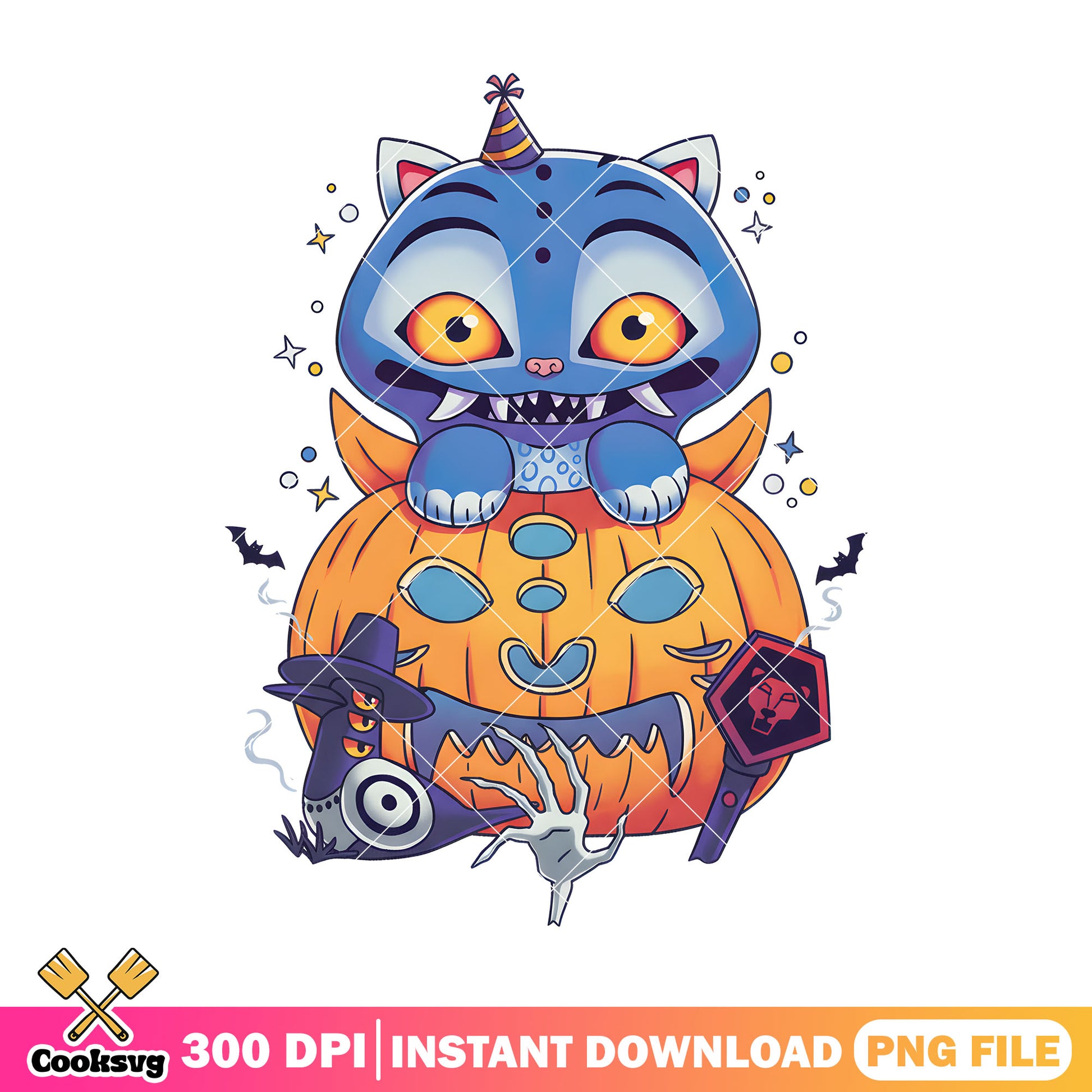 Starry night blue derpy png, derpy pumpkin png, skeleton hand png