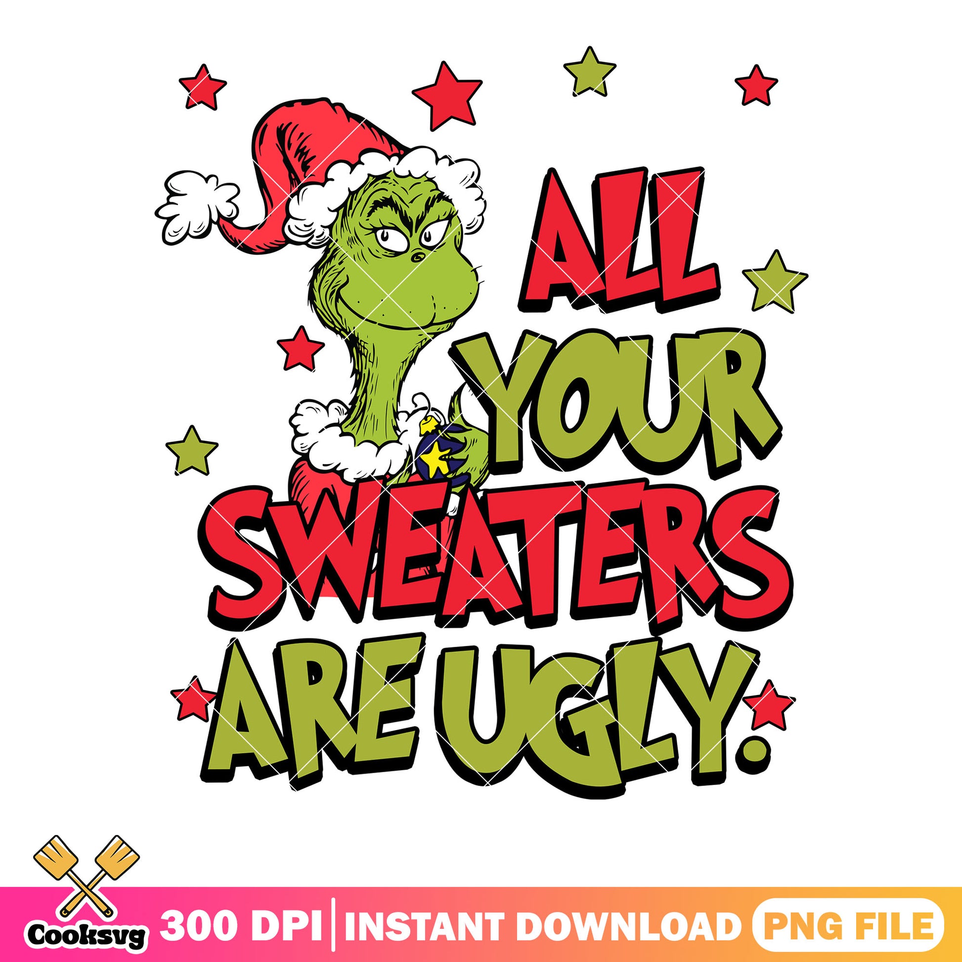 Starry night santa monster png, santa hat png, christmas sweater png