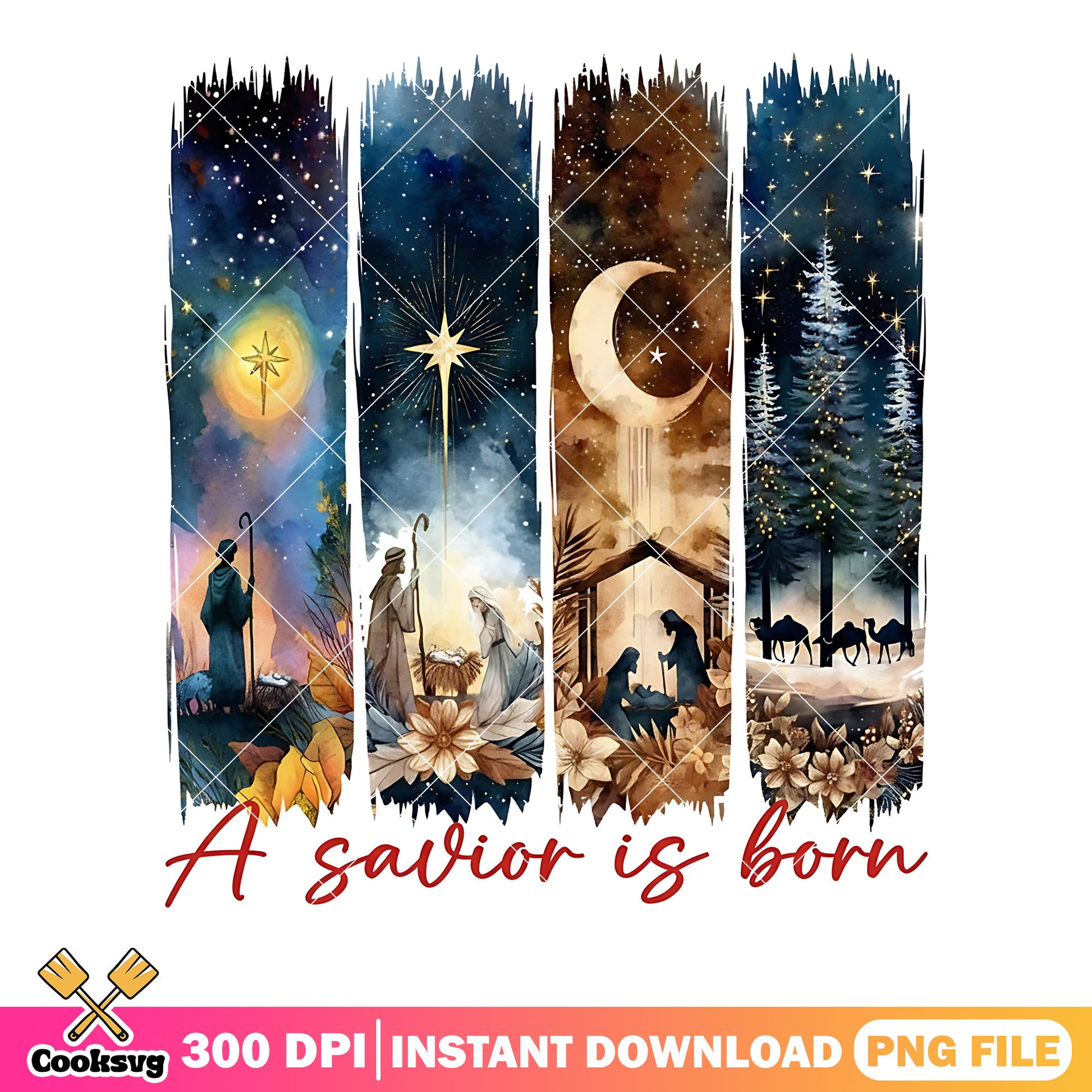 Starry night the forest png, Christmas sublimation png, spooky night png