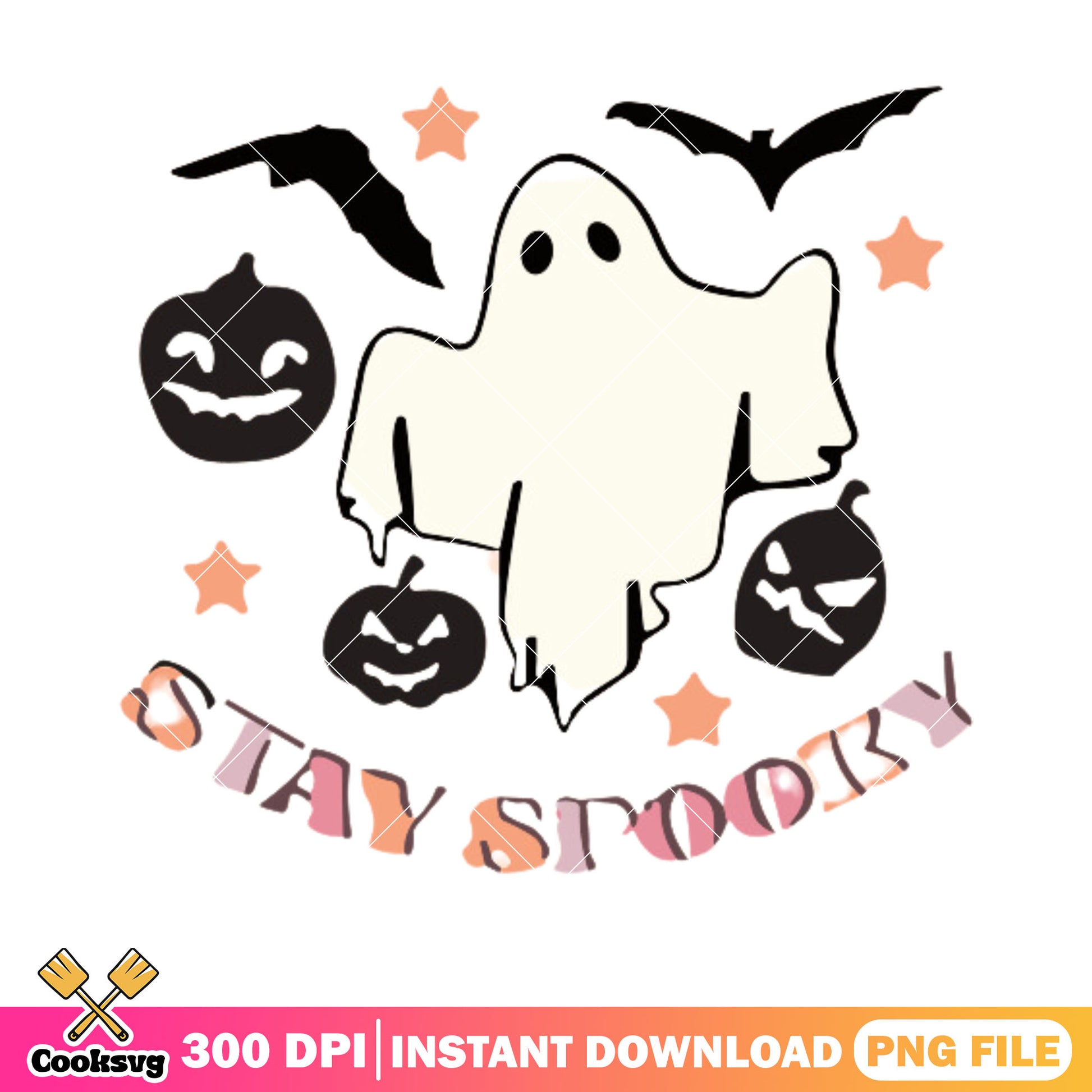 Starry night the ghost png, scary pumpkin png, scary halloween png