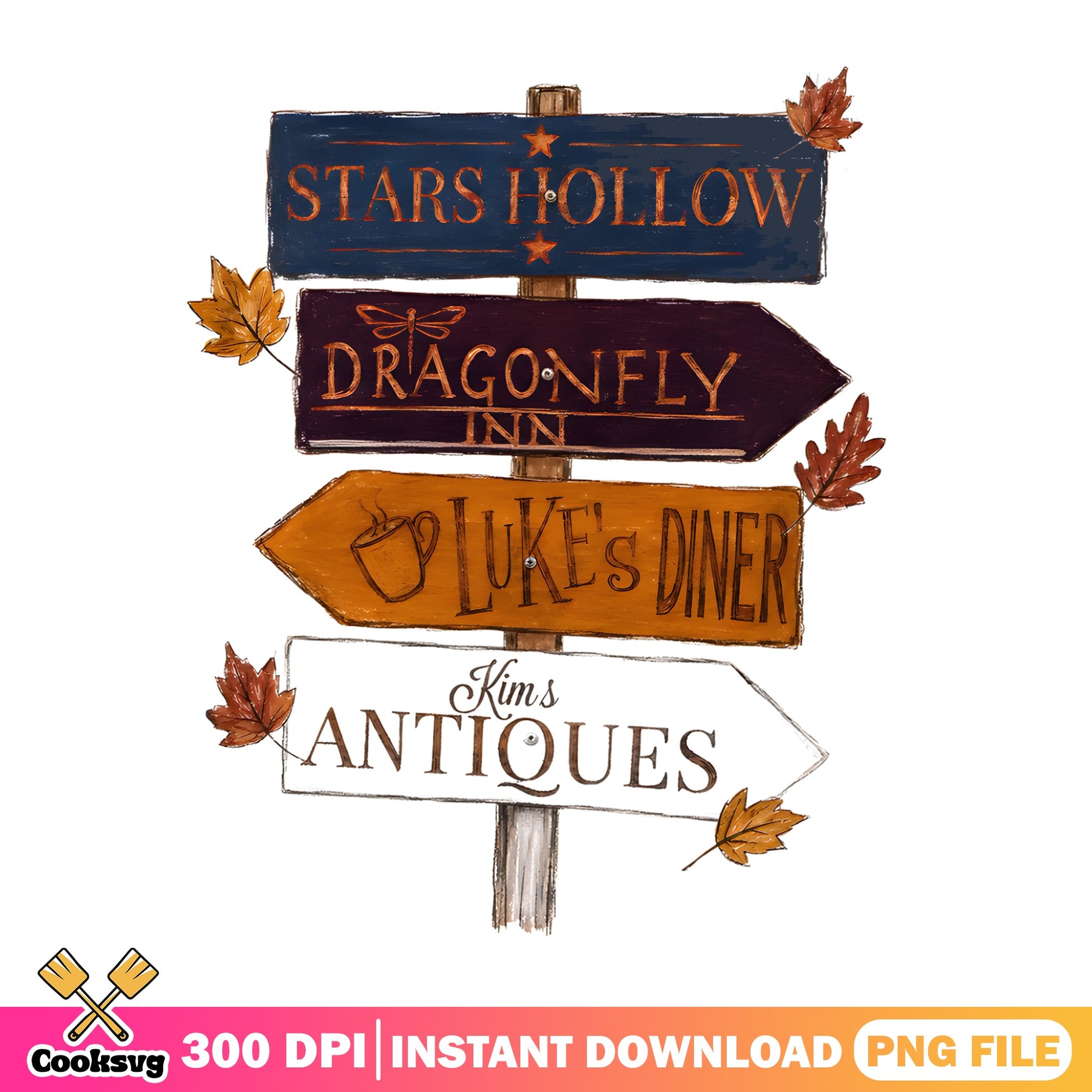 Stars Hollow Street Sign PNG, Gilmore Girls PNG, Fall PNG