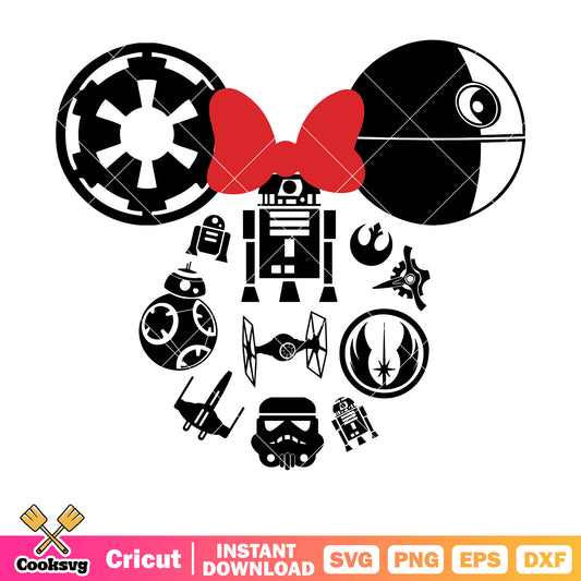 Star wars minnie head svg, mickey head svg, star wars svg