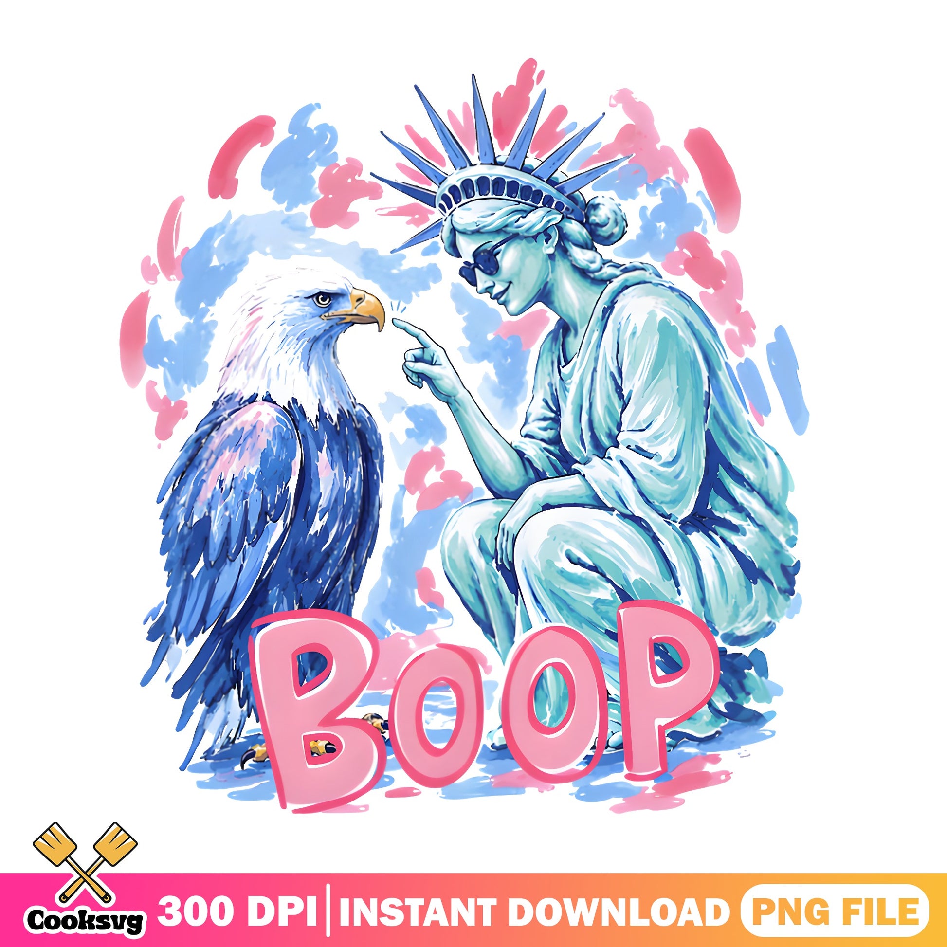 Statue Of Liberty Boop Bald Eagle PNG, 4th Of July PNG, Patriotic PNG