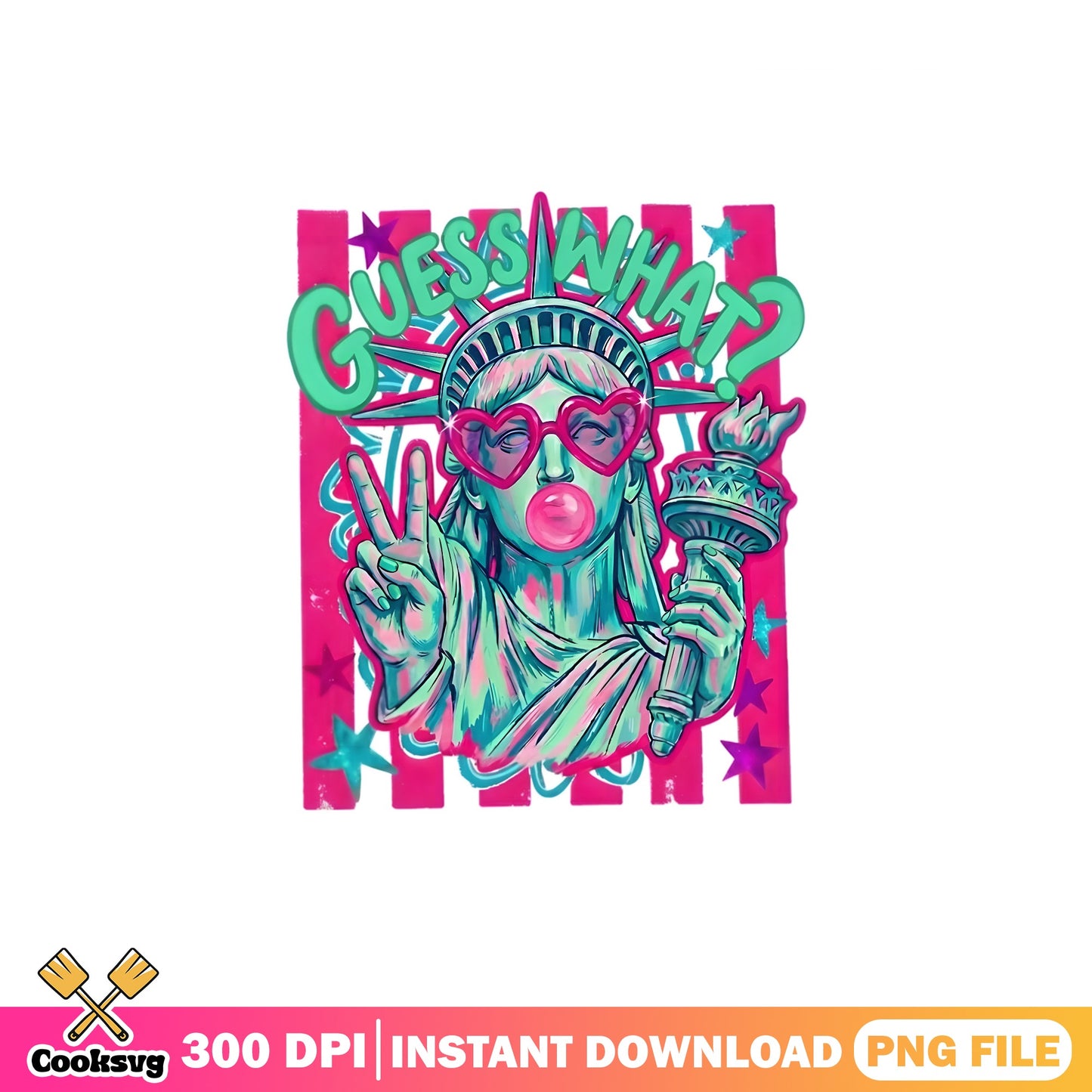 Statue Of Liberty Bubblegum 4th Of July PNG, Patriotic PNG, America PNG