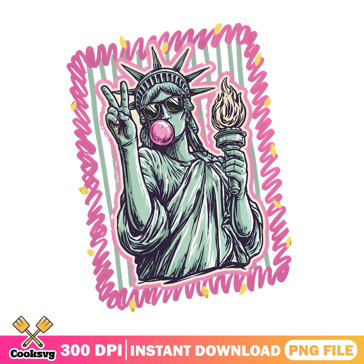 Statue Of Liberty Bubblegum PNG, 4th Of July PNG, Patriotic PNG