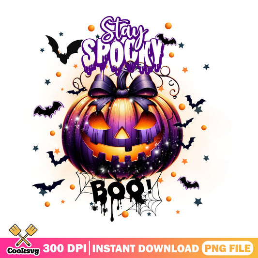 Stay Spooky Pumpkin Halloween PNG, Boo Jack O Lantern PNG, Spooky Season PNG