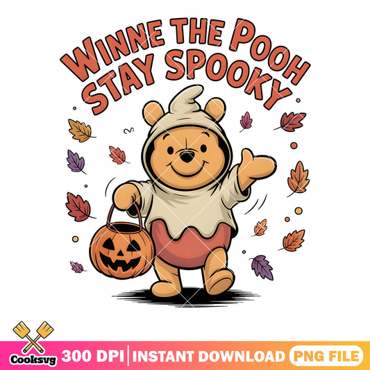Stay spooky winnie the pooh png, trick or treat png, pooh poster png