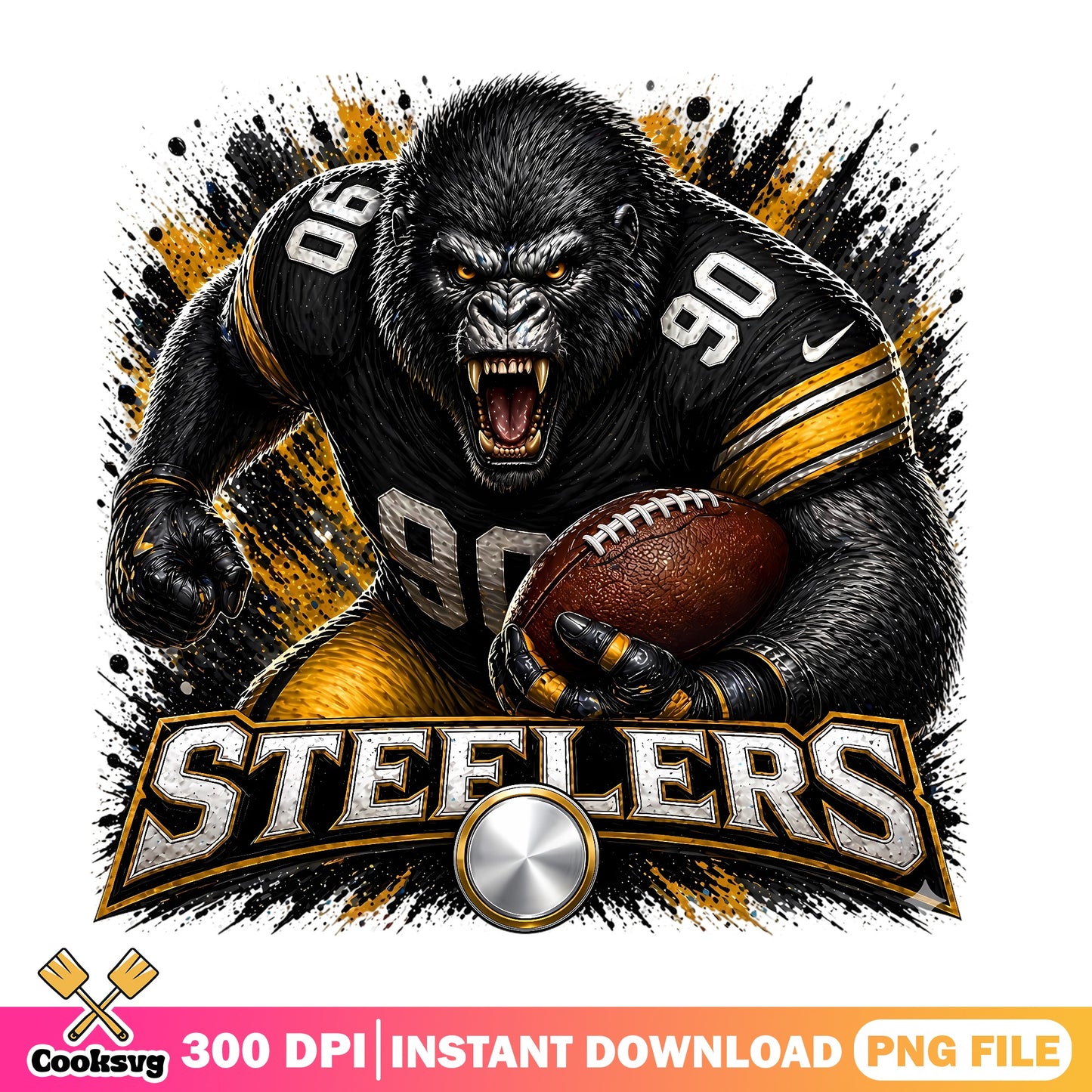 Steelers Gorilla Football PNG, Pittsburgh Steelers PNG, NFL PNG