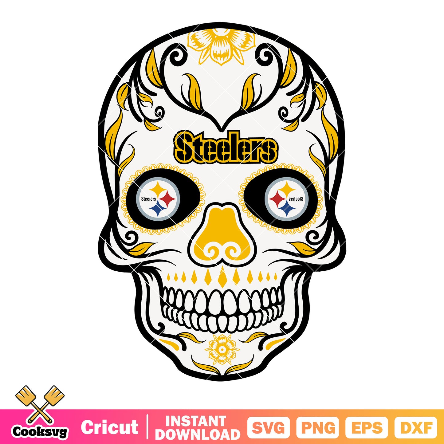 Steelers nfl eye skull svg, afc north svg, pittburgh steelers svg