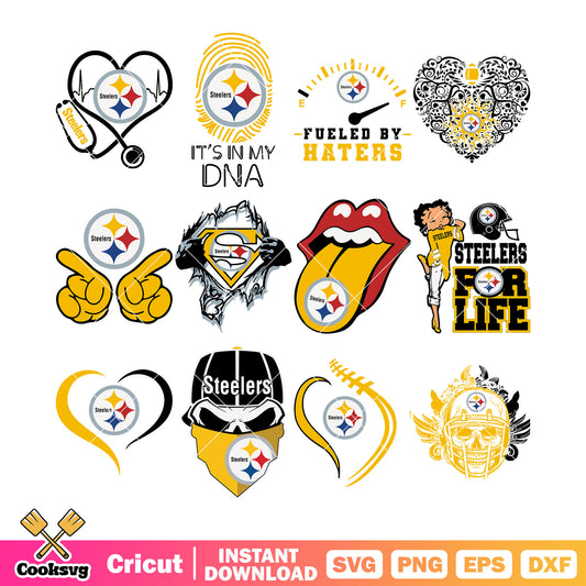 Steelers skull bundle svg, pittburgh steelers svg, superman​ svg 