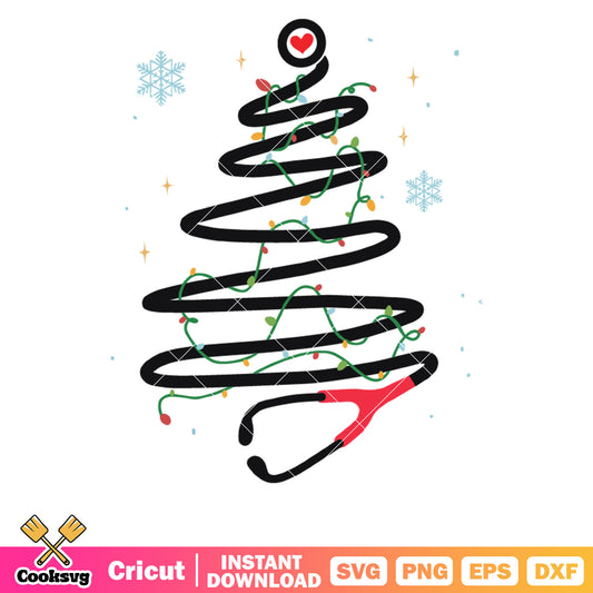 Stethoscope Christmas Tree svg, stethoscope​ svg, christmas tree svg