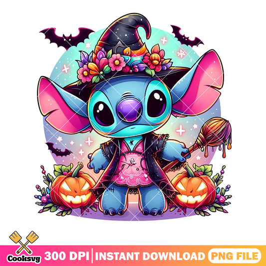 Stich the witch png, scary halloween png, jack o lantern png