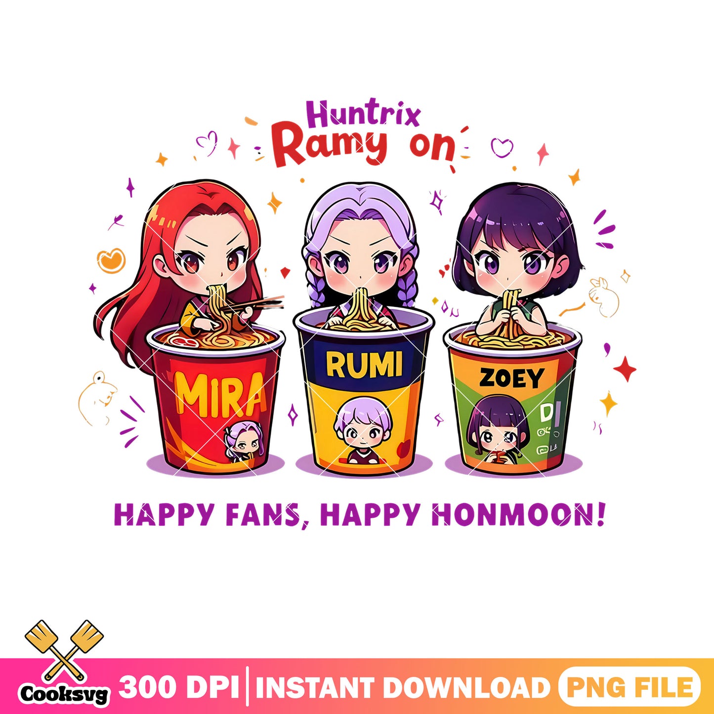 Sticker huntrix noodles png, anime sticker huntrix png, kpop png