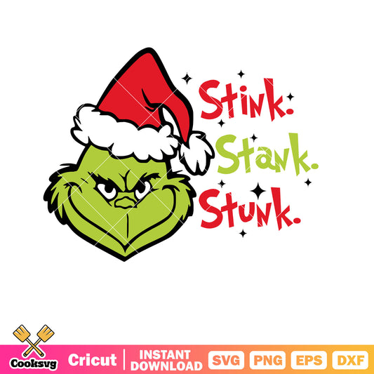 Stink stank stunk grinch head svg, grinch head svg, christmas hat svg