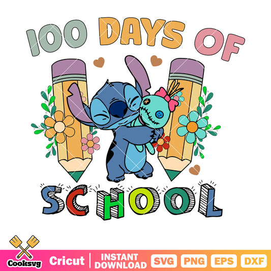 Stitch 100 days of school svg, disney stitch svg, 100 days of school svg