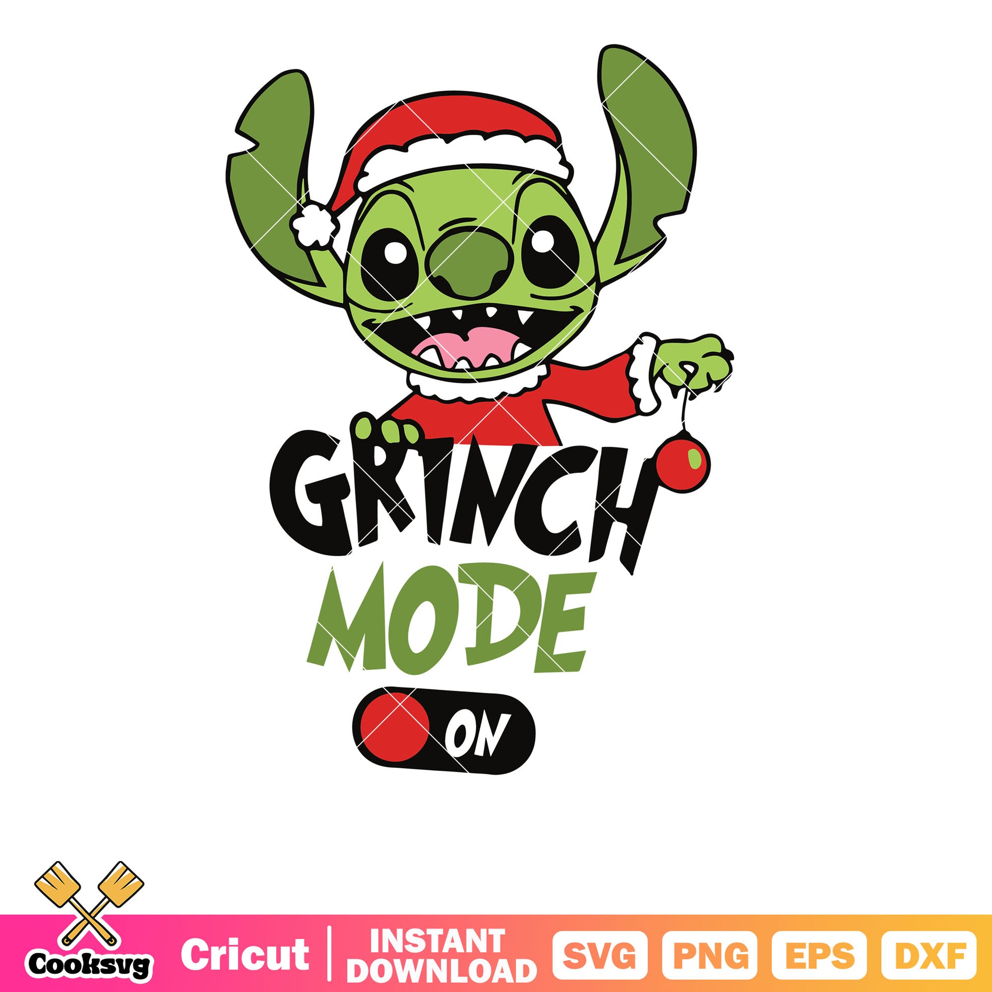 Stitch Grinch Mode On Christmas svg file, stitch christmas svg, grinch mode on svg