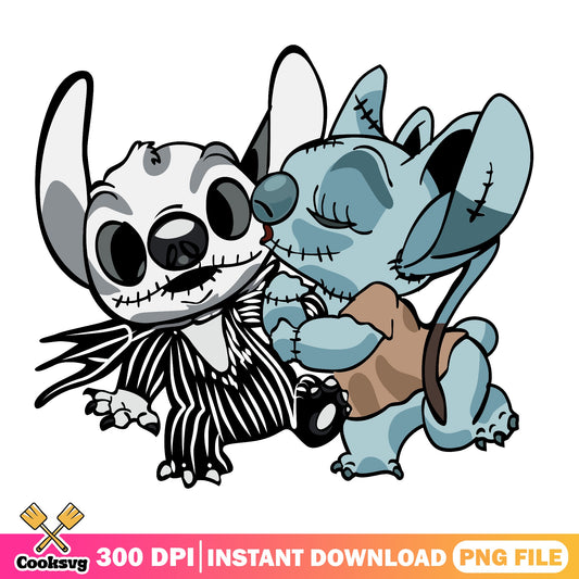 Stitch And Jack Skellington Halloween PNG, Stitch PNG, Halloween PNG