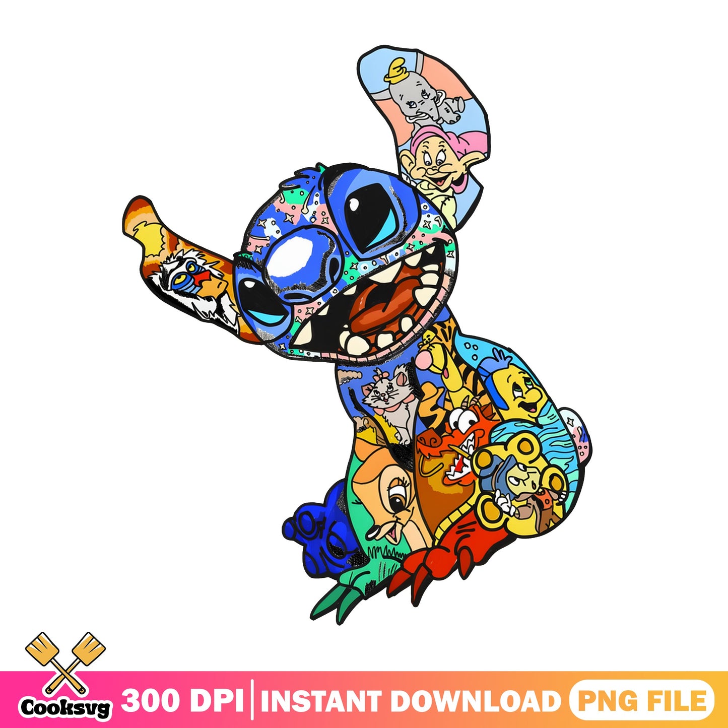 Stitch Disney Characters Collage PNG, Lilo And Stitch PNG, Disney PNG