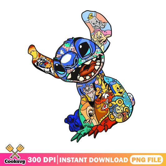 Stitch Disney Characters Collage PNG, Lilo And Stitch PNG, Disney PNG