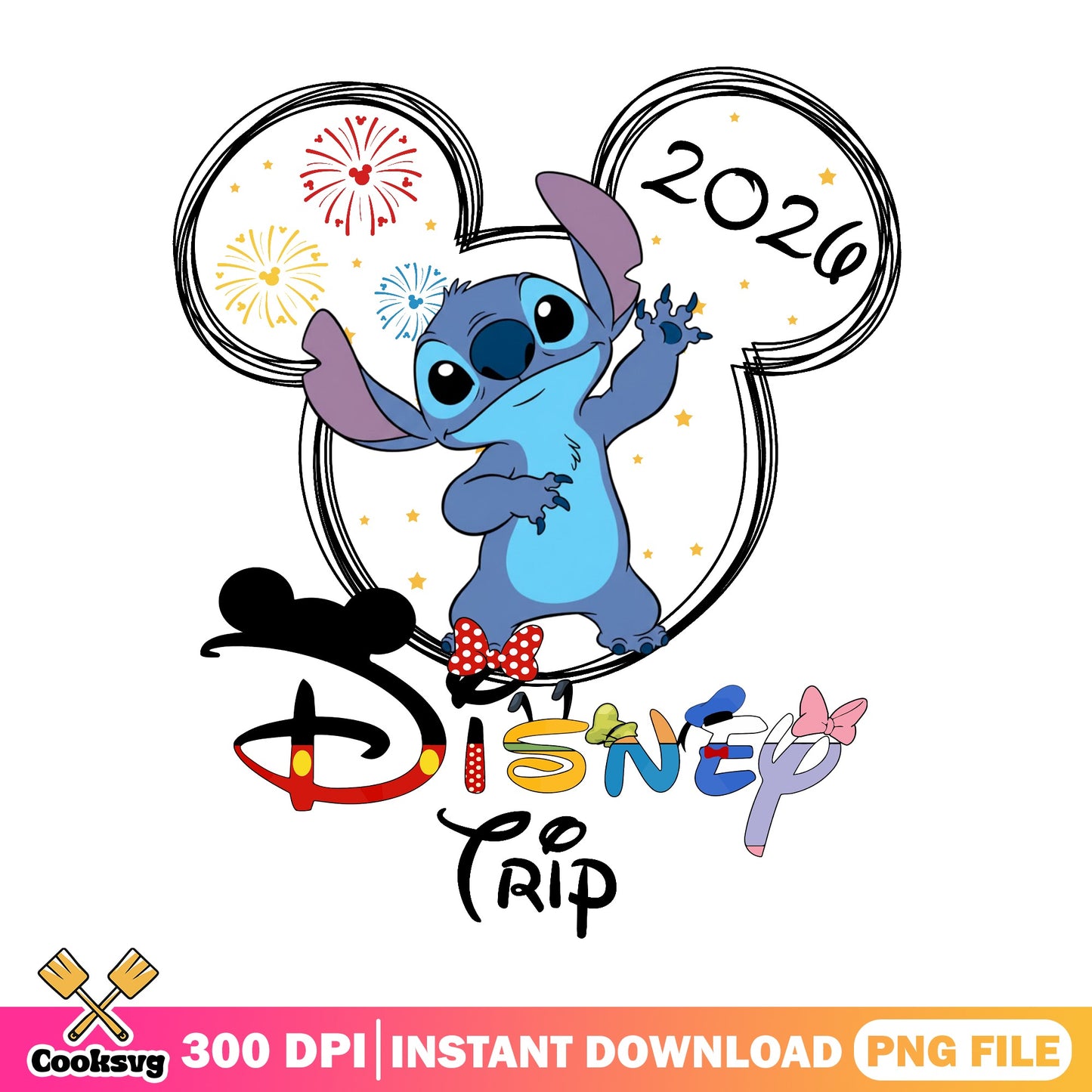 Stitch Disney Trip 2026 PNG, Disney Family Vacation PNG, Mickey PNG