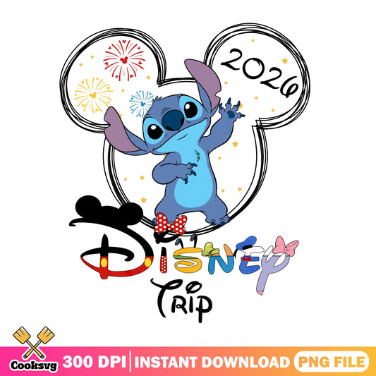 Stitch Disney Trip 2026 PNG, Disney Family Vacation PNG, Mickey PNG