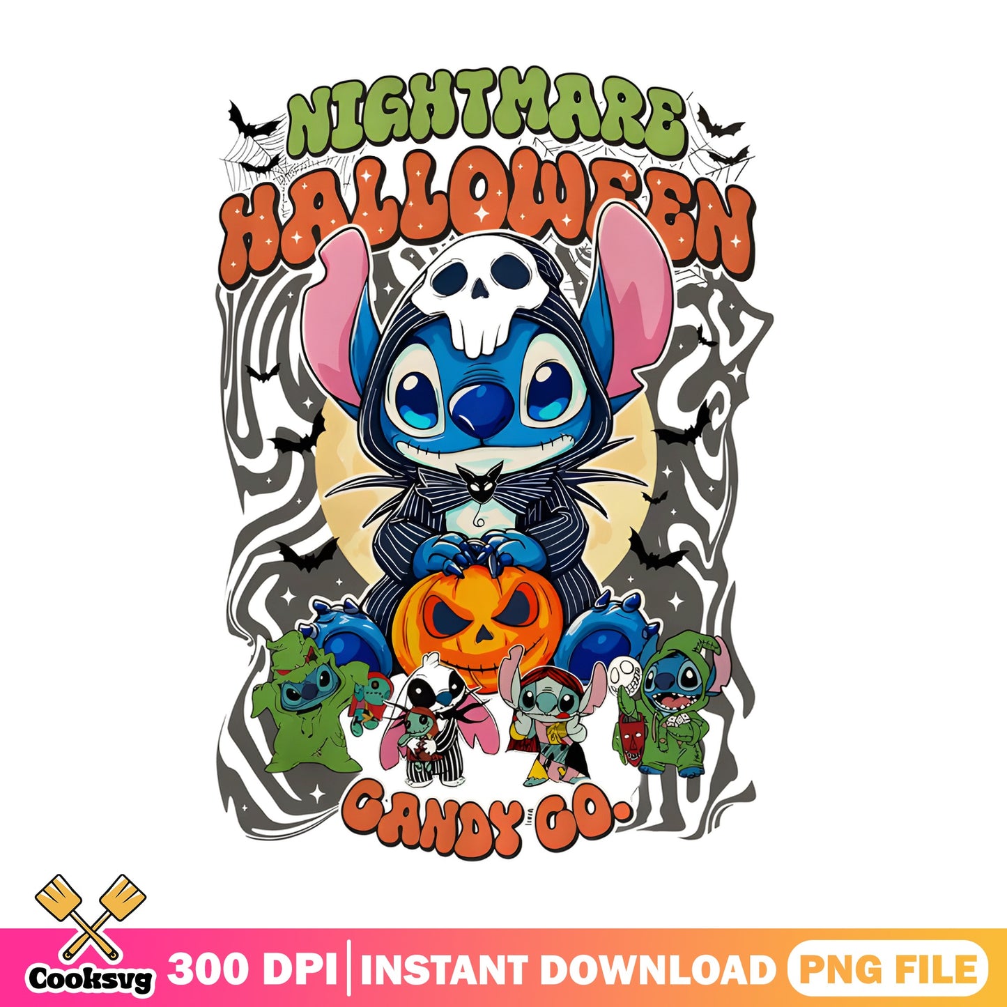 Stitch Halloween Nightmare PNG, Disney Halloween PNG, Candy Go PNG