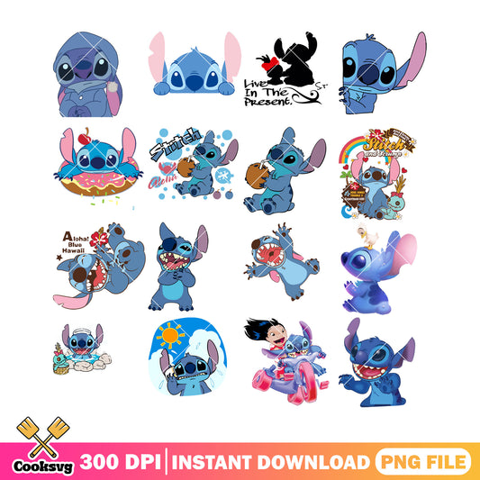 Stitch and aloha png bundle, stitch aloha png, disney stitch png