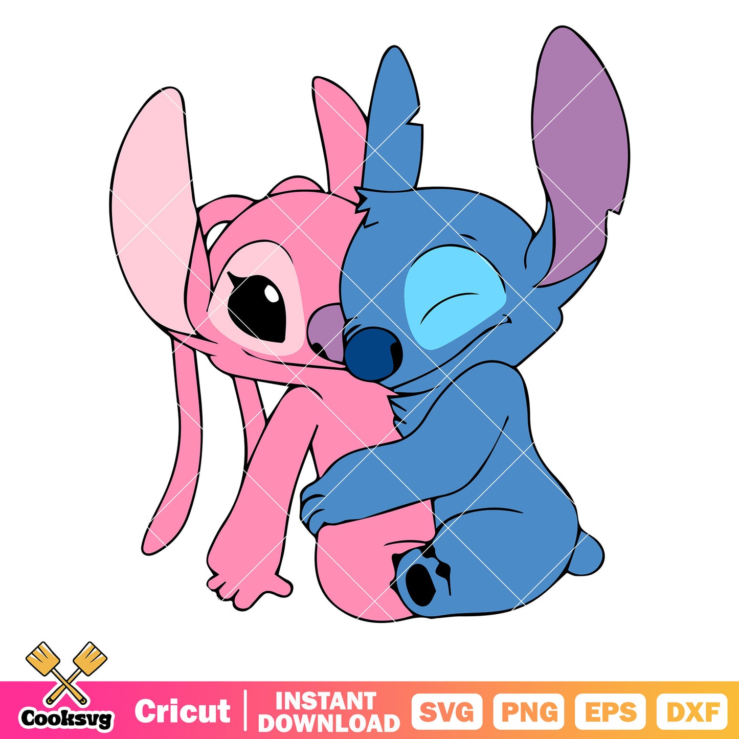 Stitch and angel couple valentine svg, stitch and angel valentines​ svg