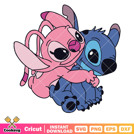 Stitch and angel disney valentine svg, stitch and angel valentines​ svg