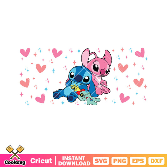 Stitch angel disney valentine svg file, stitch valentine svg