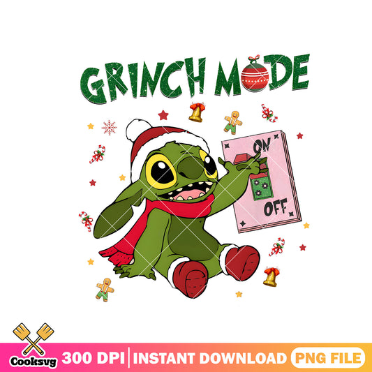 Stitch and grinch mode on png, grinch mode on​ png, stitch christmas​ png