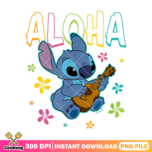 Stitch and guita aloha png, stitch aloha png, cute stitch png
