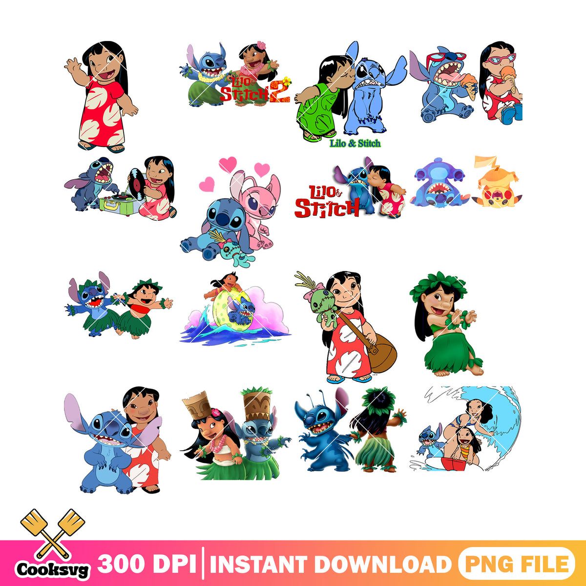 Stitch and lilo png bundle, stitch lilo png, stitch hawaii png – Cooksvg