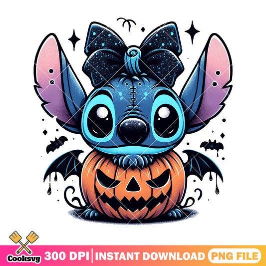 Stitch and pumpkin design png, halloween pumpkin png, horror halloween png