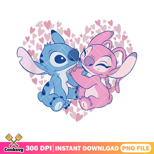 Stitch angel in love png, stitch angel png, love stitch png