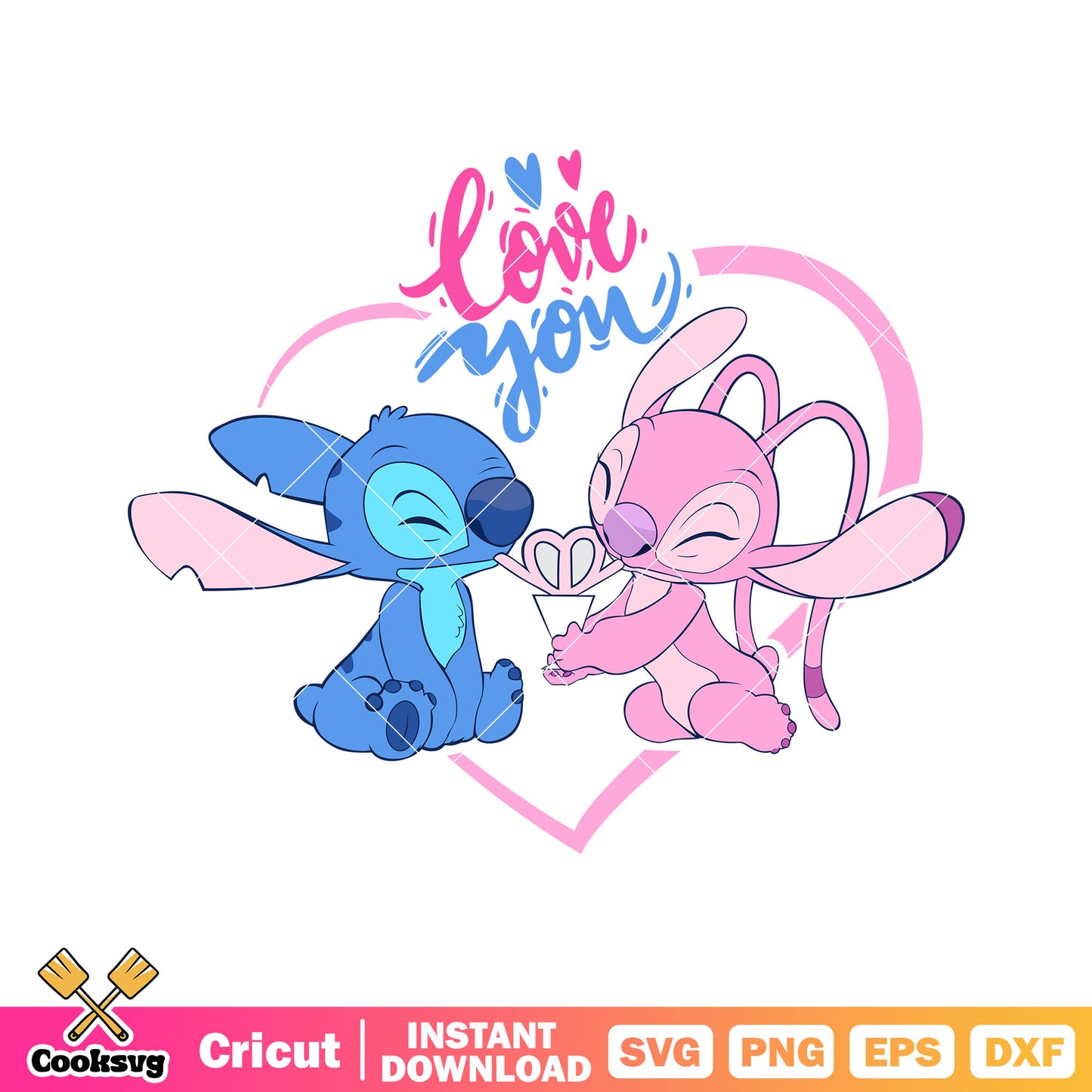 Stitch angel love you svg, stitch valentine svg, valentine day svg