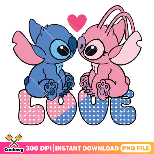 Stitch angel valentine love disney png, stitch valentine png, disney stitch png