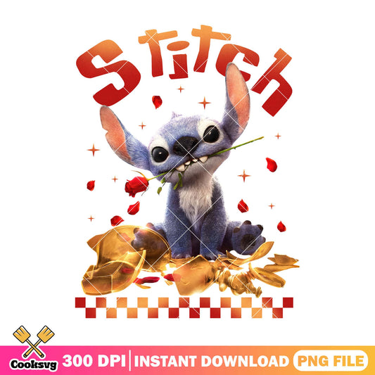 Stitch bite rose movie file png, stitch new movie png, trending stitch png