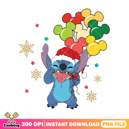 Stitch christmas balloon png, christmas gifts​ png, lilo and stitch png