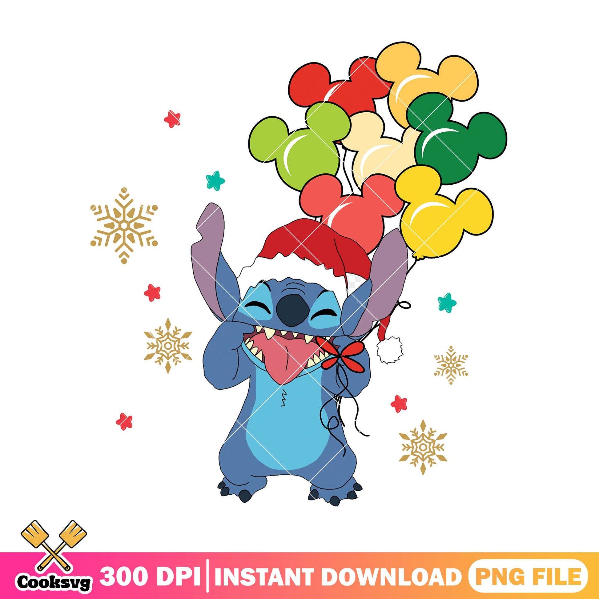 Stitch christmas balloons png, christmas gifts​ png, lilo and stitch png