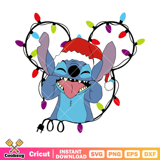 Stitch christmas lights disney head svg