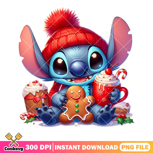 Stitch christmas pajamas​ png, stitch christmas png, stitch png